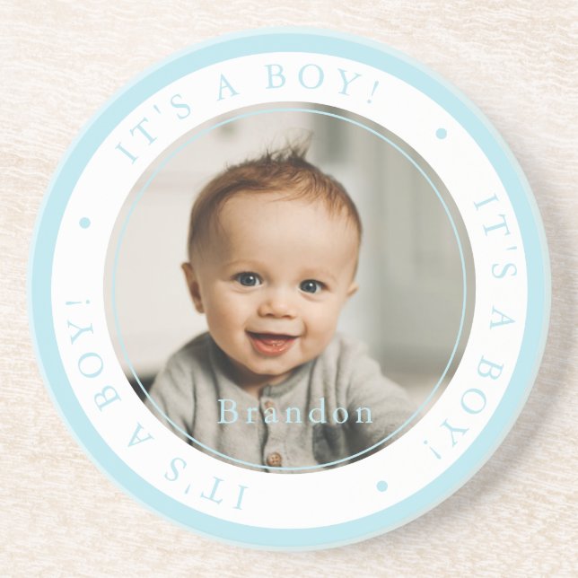 Custom photo birth boy occasion simple coaster (Front)