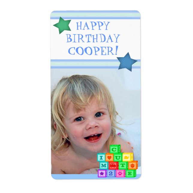 Custom Photo Birthday Boy Gift Label (Front)