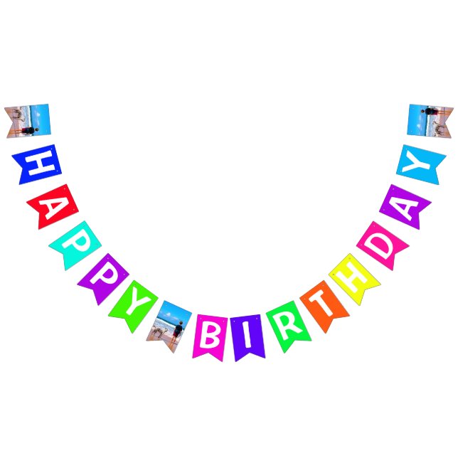Custom Photo Birthday Bunting Flags Choose Colors (All)