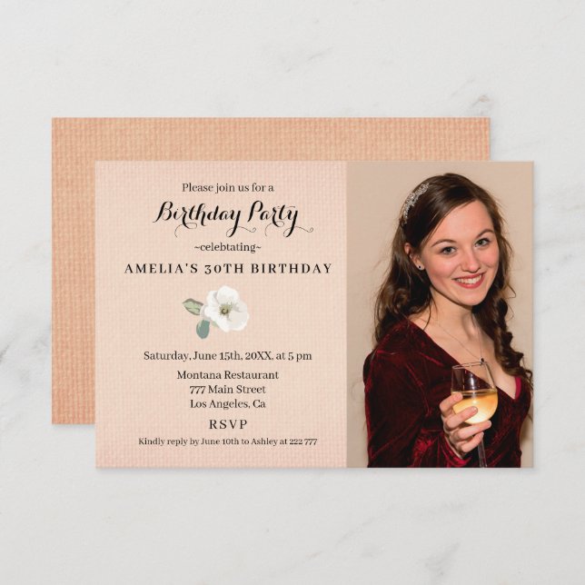 Custom Photo Birthday  Invitation (Front/Back)