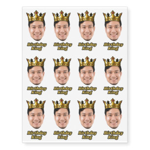 Custom Photo “Birthday king” Crown sheet Temporary Tattoos
