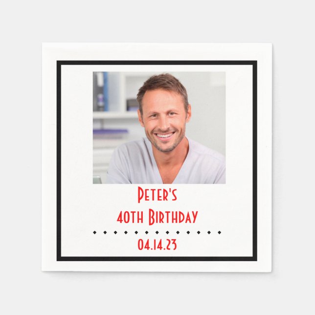 Custom Photo Birthday Paper Napkin (Front)