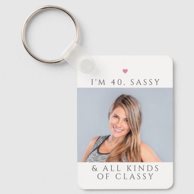 Custom Photo Birthday Party Favors for Women  Keychain (Front)