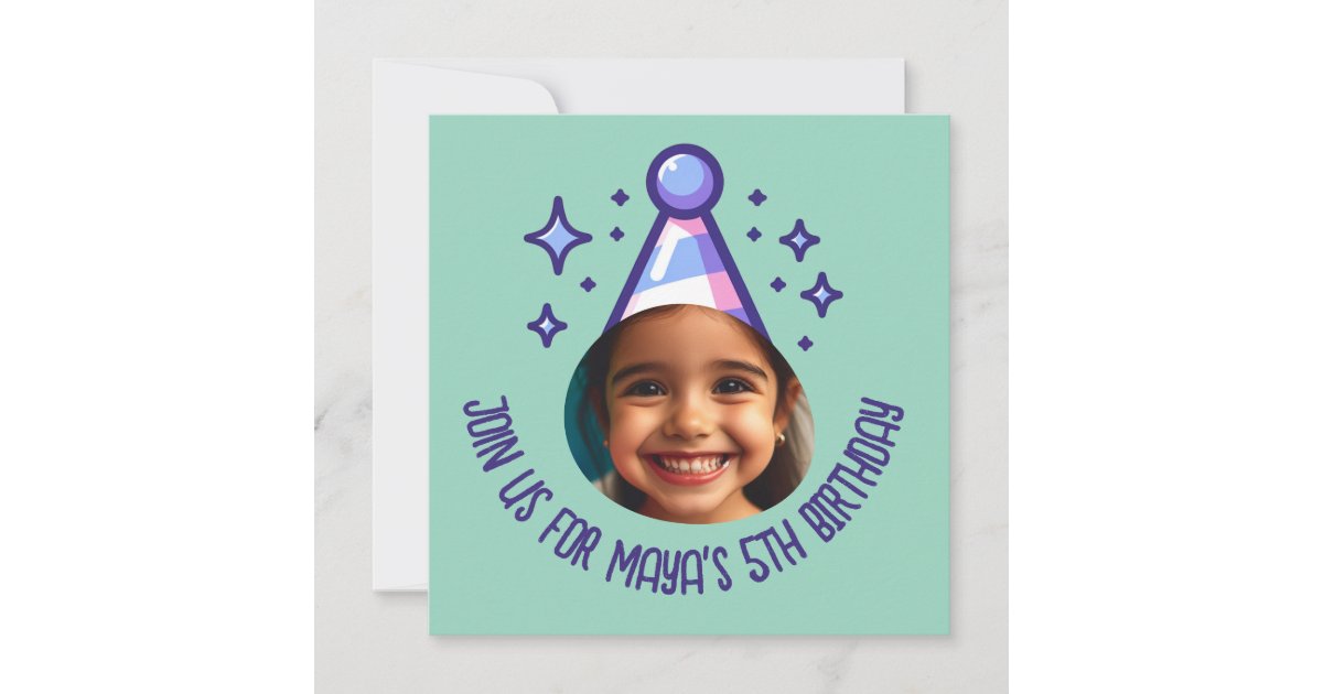 Custom Photo Birthday Party Hat Invitation | Zazzle