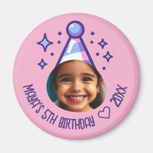 Custom Photo Birthday Party Hat Keepsake Magnet