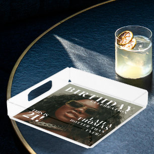 Custom Photo Birthday Party Magazine Cover Acrylic Tray