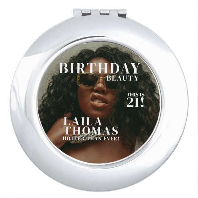 Custom Photo Birthday Party Magazine Cover  Compact Mirror (Front)