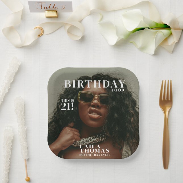 Custom Photo Birthday Party Magazine Cover  Paper Plates (Wedding)