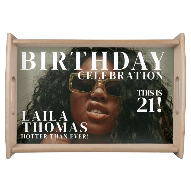 Custom Photo Birthday Party Magazine Cover  Serving Tray (Front)