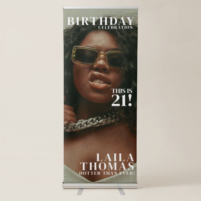 Custom Photo Birthday Party Magazine Cover Welcome Retractable Banner (Front)