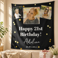 Custom Photo Birthday Party Modern Gold Backdrop