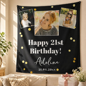 Custom Photo Birthday Party Modern Gold Backdrop