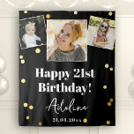 Custom Photo Birthday Party Modern Gold Backdrop<br><div class="desc">Happy Birthday! The festive printed gold dot pattern adds a touch of glamour and excitement to the backdrop, making it the perfect way to celebrate the birthday person in style. Whether you're celebrating a milestone birthday or just want to make the day extra special, this custom photo collage Birthday Party...</div>