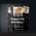 Custom Photo Birthday Party Rose Gold Backdrop<br><div class="desc">Happy Birthday! The festive rose gold dot pattern adds a touch of glamour and excitement to the backdrop, making it the perfect way to celebrate the birthday person in style. Whether you're celebrating a milestone birthday or just want to make the day extra special, this custom photo collage Birthday Party...</div>