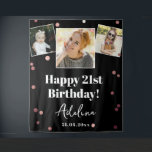 Custom Photo Birthday Party Rose Gold Backdrop<br><div class="desc">Happy Birthday! The festive rose gold dot pattern adds a touch of glamour and excitement to the backdrop, making it the perfect way to celebrate the birthday person in style. Whether you're celebrating a milestone birthday or just want to make the day extra special, this custom photo collage Birthday Party...</div>