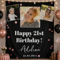 Custom Photo Birthday Party Rose Gold Backdrop
