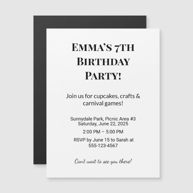 Custom Photo Birthday Party Save the Date Magnets (Front/Back)