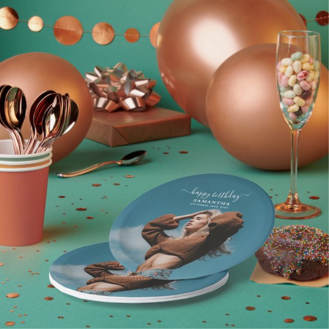 Custom Photo Birthday Party Selfie Picture Paper Plates (Multi)