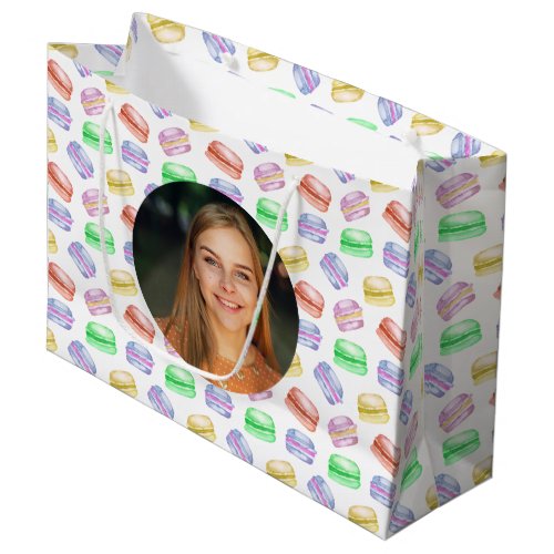 Custom Photo Birthday Pattern Cookies Macarons  Large Gift Bag