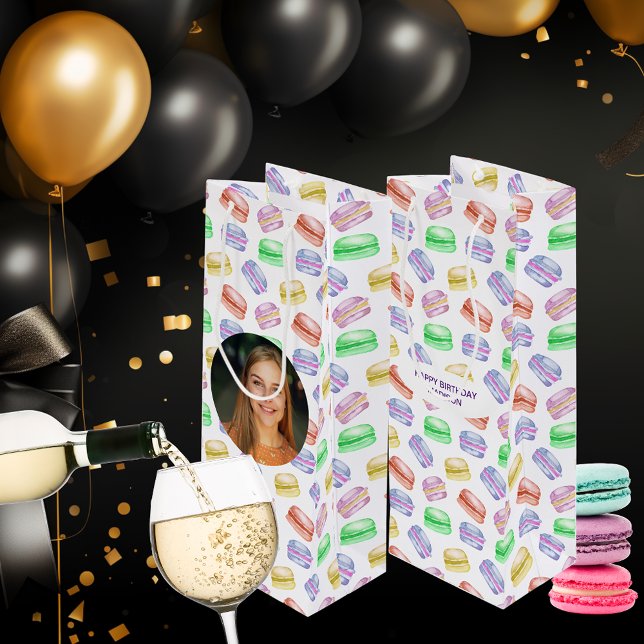 Custom Photo Birthday Pattern Cookies Macarons Wine Gift Bag (Custom Photo Birthday Pattern Cookies Macarons Wine Gift Bag)