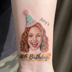 Custom Photo Birthday Personalized Face,Name & Age Temporary Tattoos