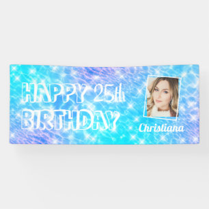 Custom photo Birthday pool party blue water ripple Banner