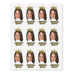 Custom Photo “Birthday Queen” Crown sheet  Temporary Tattoos