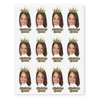 Custom Photo “Birthday Queen” Crown sheet  Temporary Tattoos