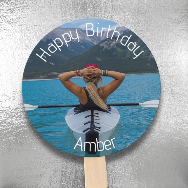 Custom Photo Birthday Round Hand Fan with Name (Personalized Circle Photo Birthday Hand Fan)