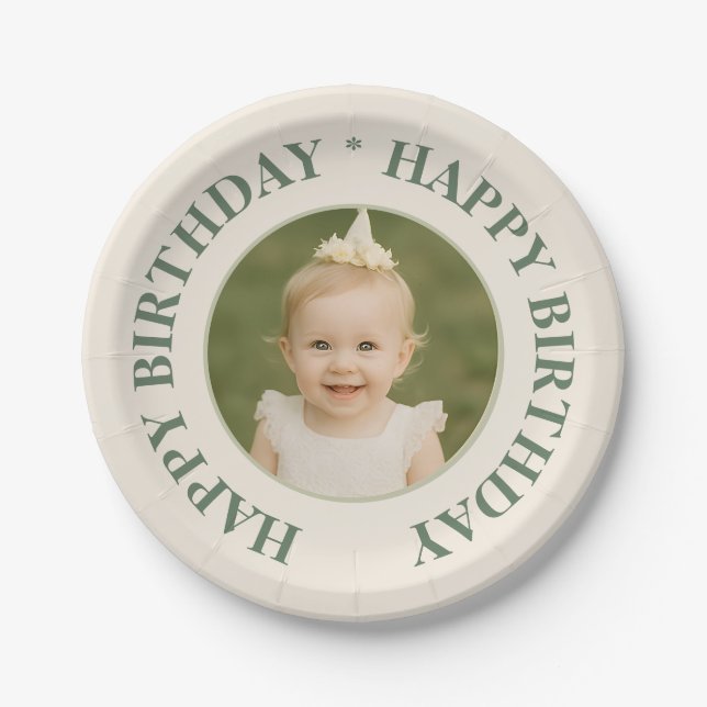 Custom Photo Birthday Sticker -Personal Invitation Paper Plates (Front)