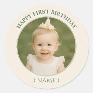 Custom Photo Birthday Sticker - Personalized Happy