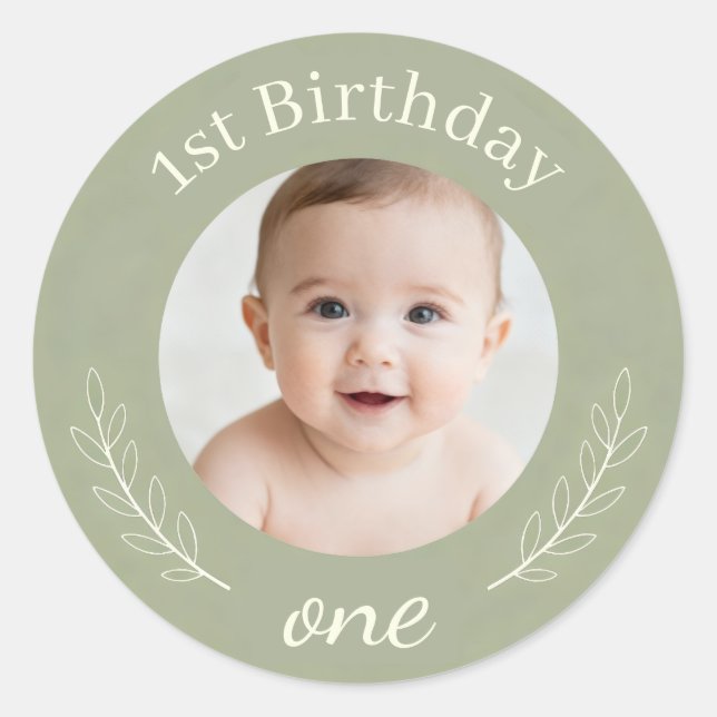 Custom Photo Birthday Sticker - Personalized Happy (Front)