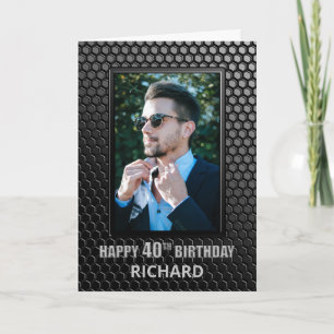 Custom Photo Black 40th Birthday Card