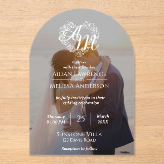 Custom Photo Black-and-White Arch Wedding  Acrylic Invitations