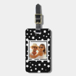 Custom Photo Black and white stars pattern Luggage Tag