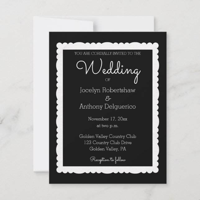 Custom Photo Black and White Wedding Invitation (Front)