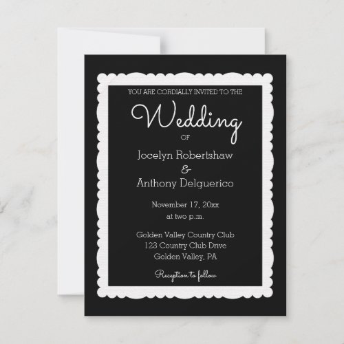 Custom Photo Black and White Wedding Invitation