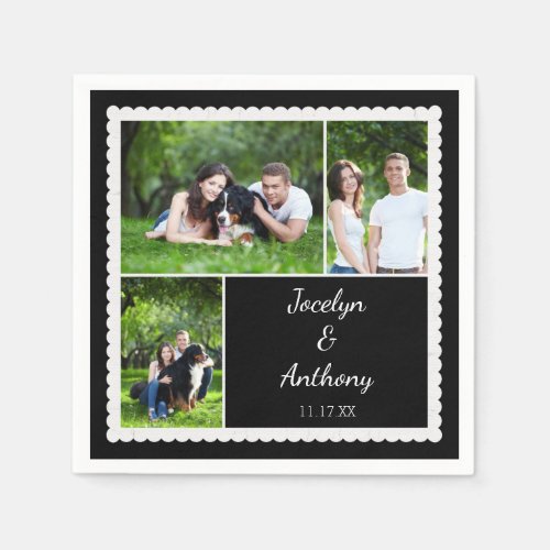 Custom Photo Black and White Wedding Napkins