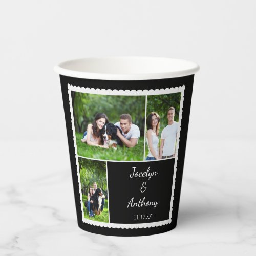 Custom Photo Black and White Wedding Paper Cups