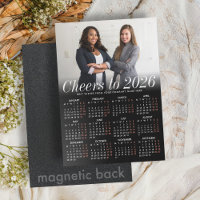 Custom Photo Black Calendar 2026 Magnetic Card