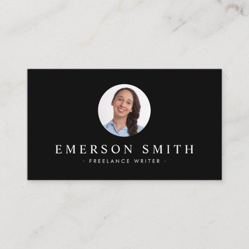Custom photo black modern minimalist business card