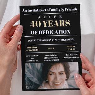 Custom Photo Black Retirement Party  Invitation