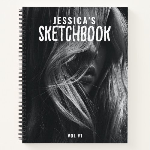 Custom Photo Black  White Artist Sketchbook Notebook