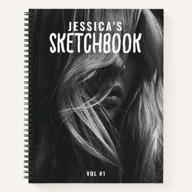 Custom Photo Black & White Artist Sketchbook Notebook (Front)