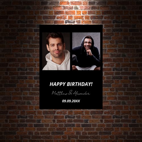 Custom photo black white friends birthday poster