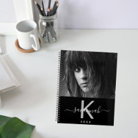 Custom photo black white monogram 2023 planner