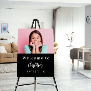 Custom photo black white Sweet 16 party welcome Foam Board