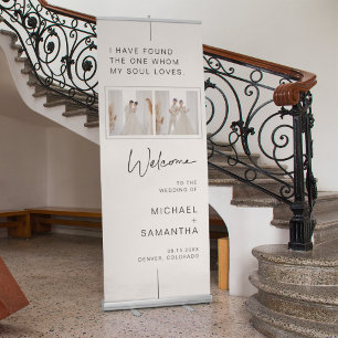 Custom Photo Black & White Wedding Welcome Retractable Banner