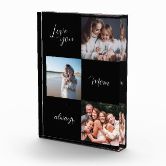Custom Photo Block, love you mom black Block