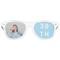 Custom Photo Blue 30th Birthday Sunglasses